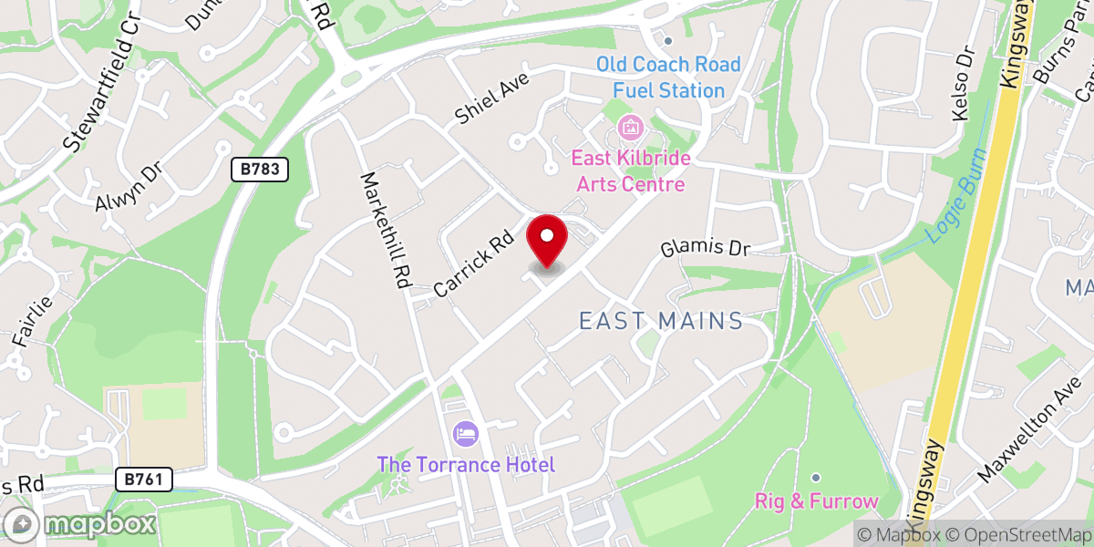 Map showing location of East Kilbride United Reformed Church