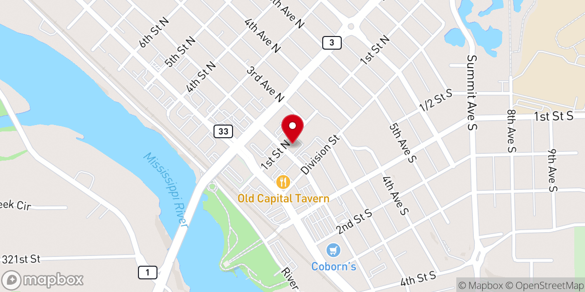 Map showing location of Jimmy's Pour House