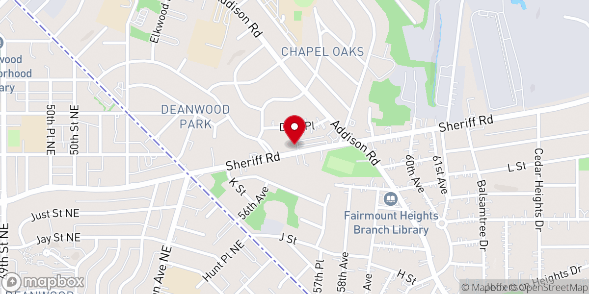 Map showing location of Meridian Hill Baptist Church