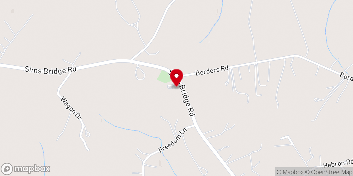 Map showing location of Neals Grove Baptist Church