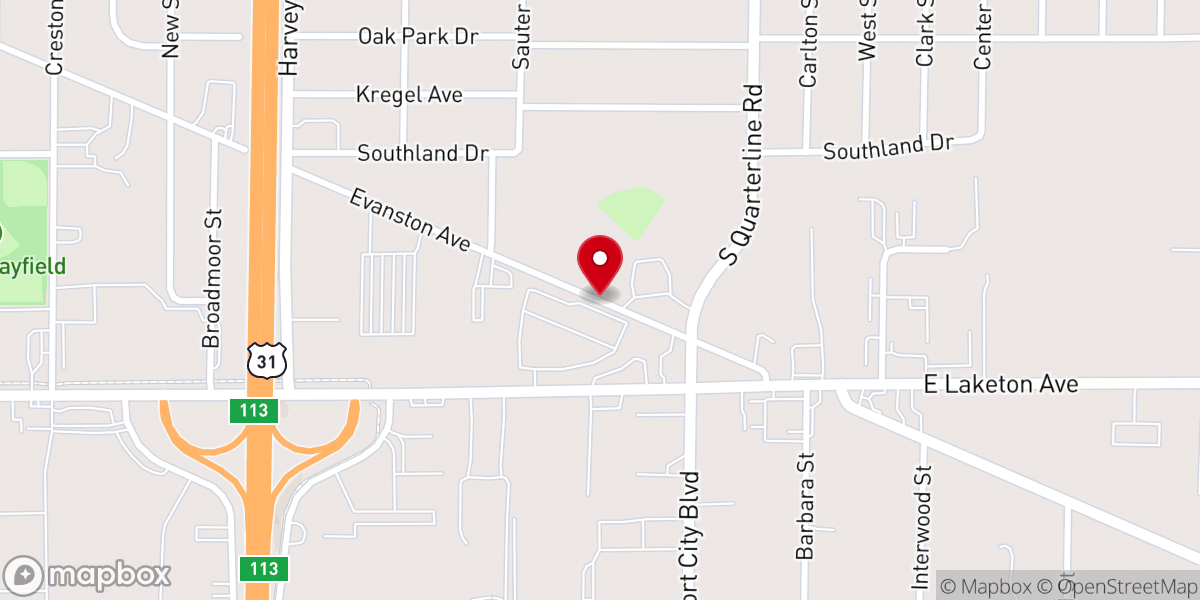 Map showing location of Hope Reformed Church