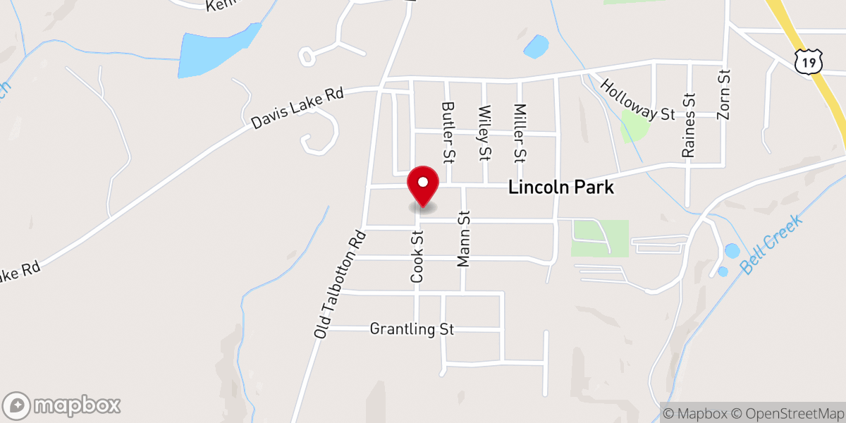 Map showing location of Rising Star Baptist Church
