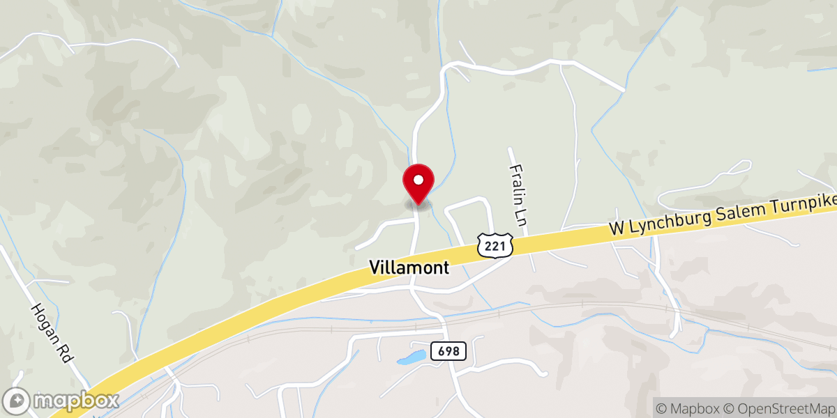 Map showing location of Villamont Presbyterian Church