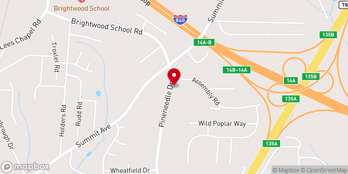 Map showing location of White Oak Grove Missionary Baptist Church