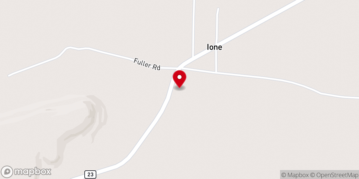 Map showing location of Ione Baptist Church