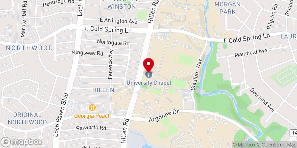 Map showing location of The Morgan State University Memorial Chapel