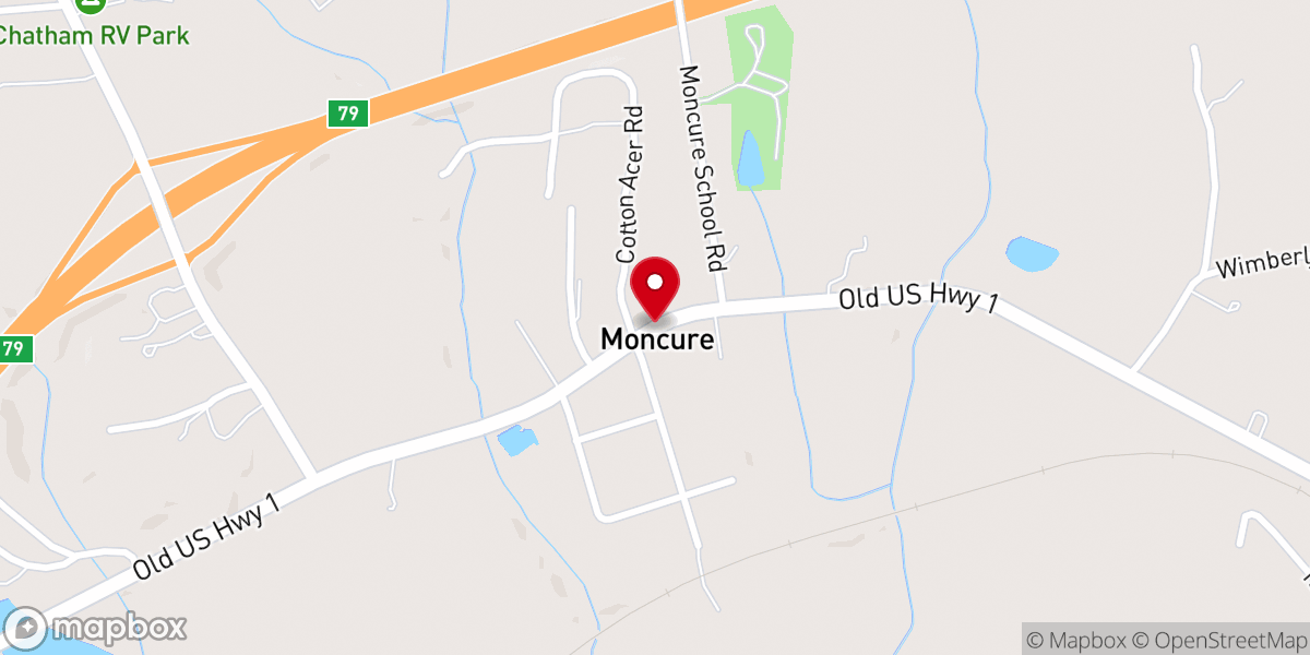 Map showing location of Moncure