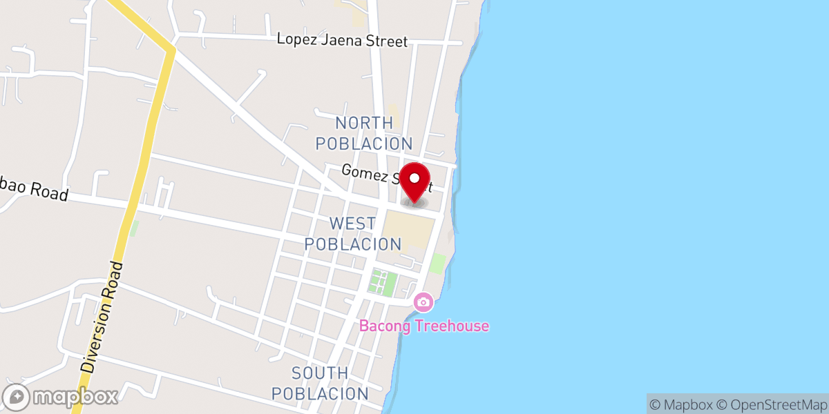 Map showing location of Bacong Community Baptist Church