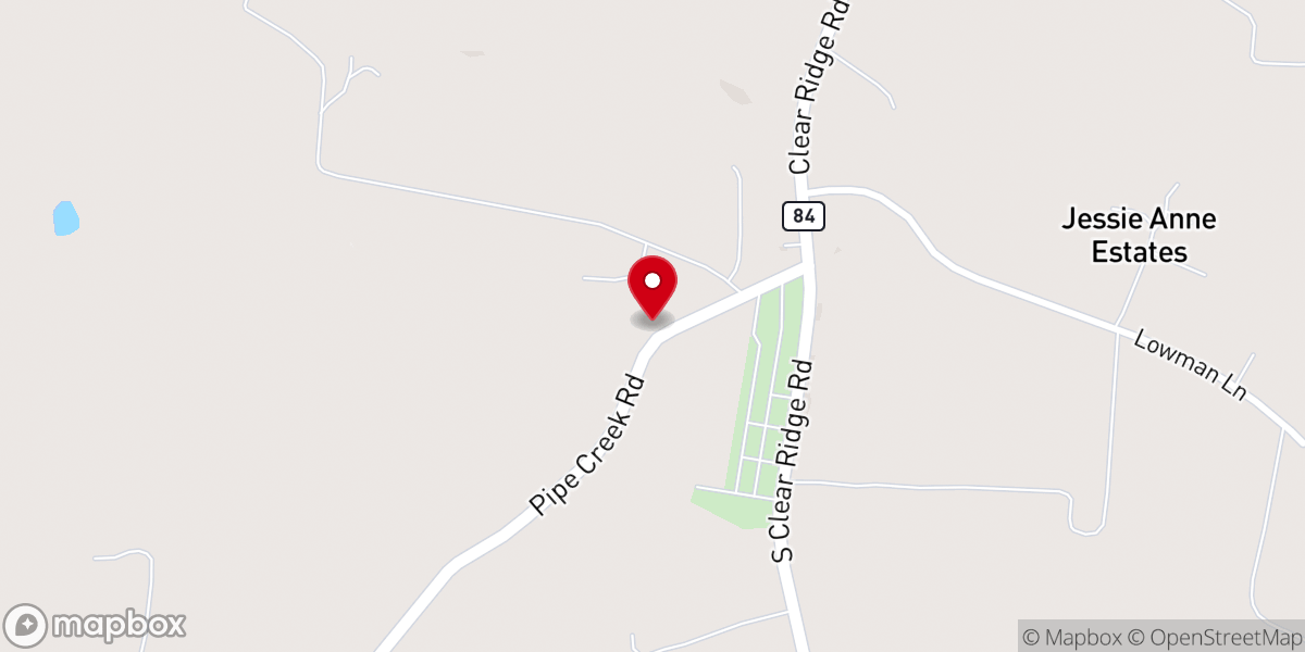 Map showing location of Pipe Creek Church
