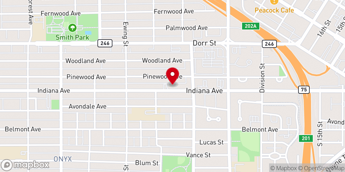 Map showing location of Indiana Avenue Missionary Baptist Church
