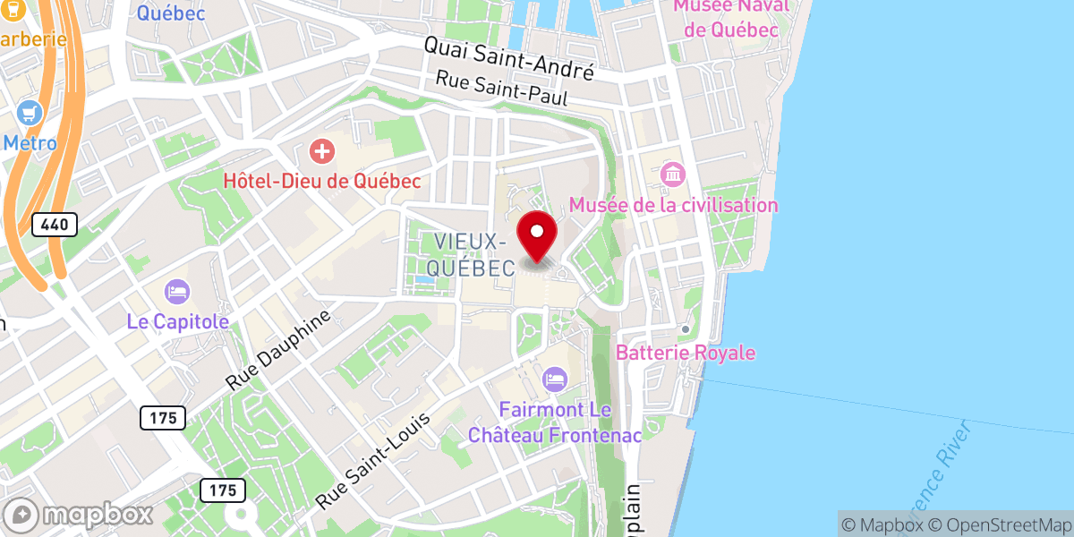 Map showing location of Notre-Dame-de-Québec Rectory