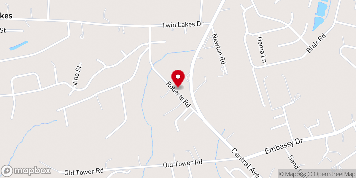 Map showing location of Knightsville Baptist Church