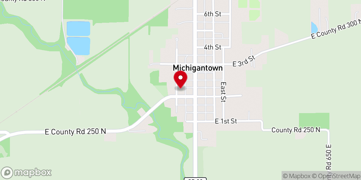 Map showing location of Michigantown Christian Church
