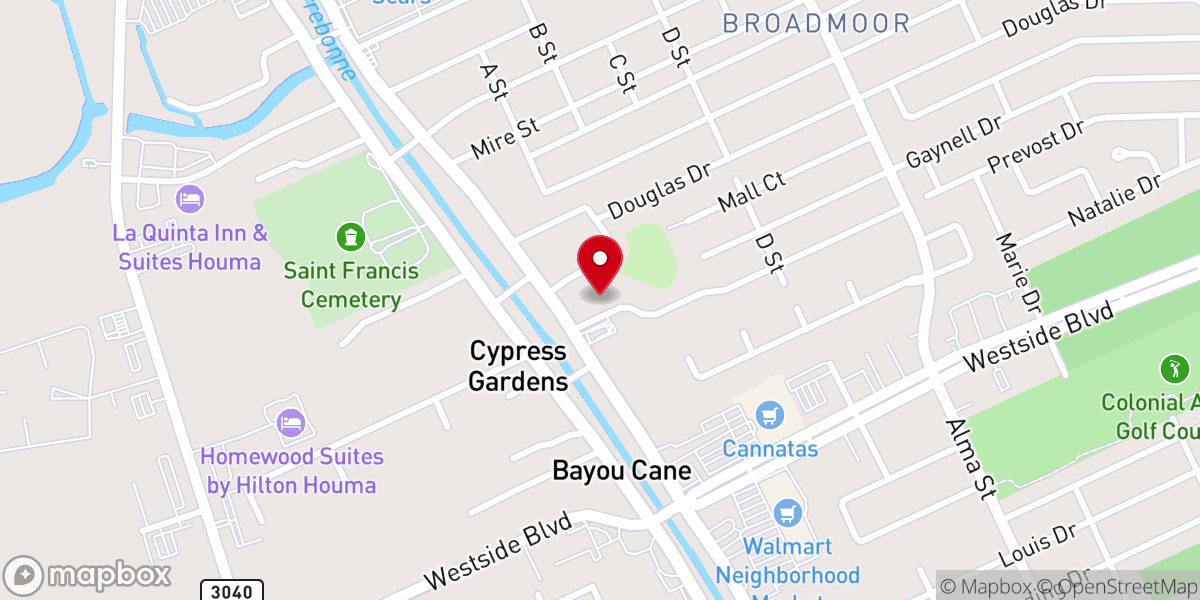 Map showing location of Iglesia Cristiana Pentecostal ICP Houma