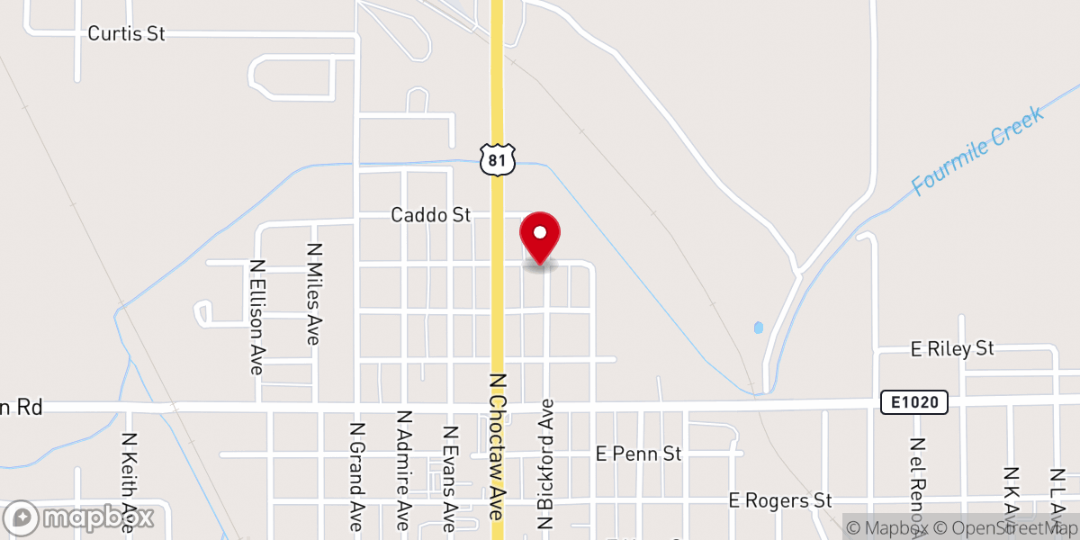 Map showing location of El Reno Baptist Church