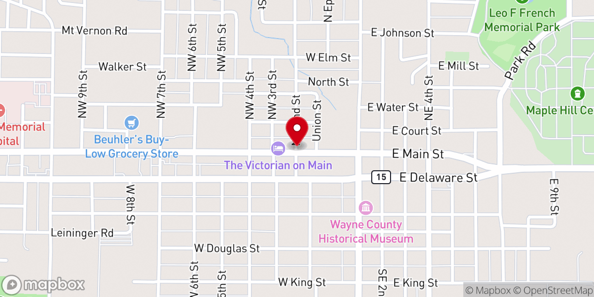 Map showing location of Freedom Worship Center