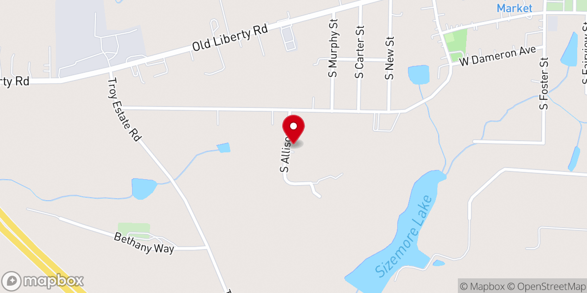 Map showing location of Lewis Grove Holiness Church