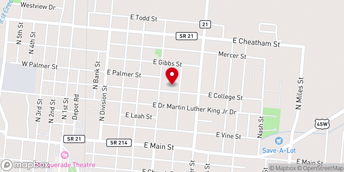 Map showing location of Pilgrim Rest Baptist Church