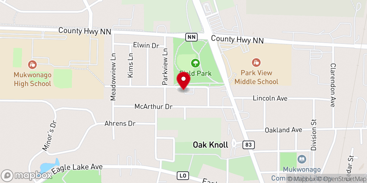 Map showing location of First Congregational Church of Mukwonago