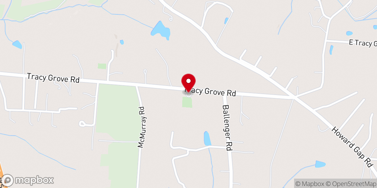 Map showing location of Tracy Grove Church