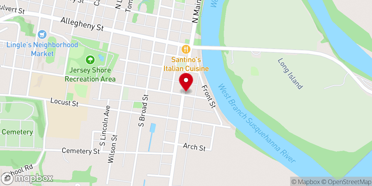 Map showing location of Jersey Shore Presbyterian Church