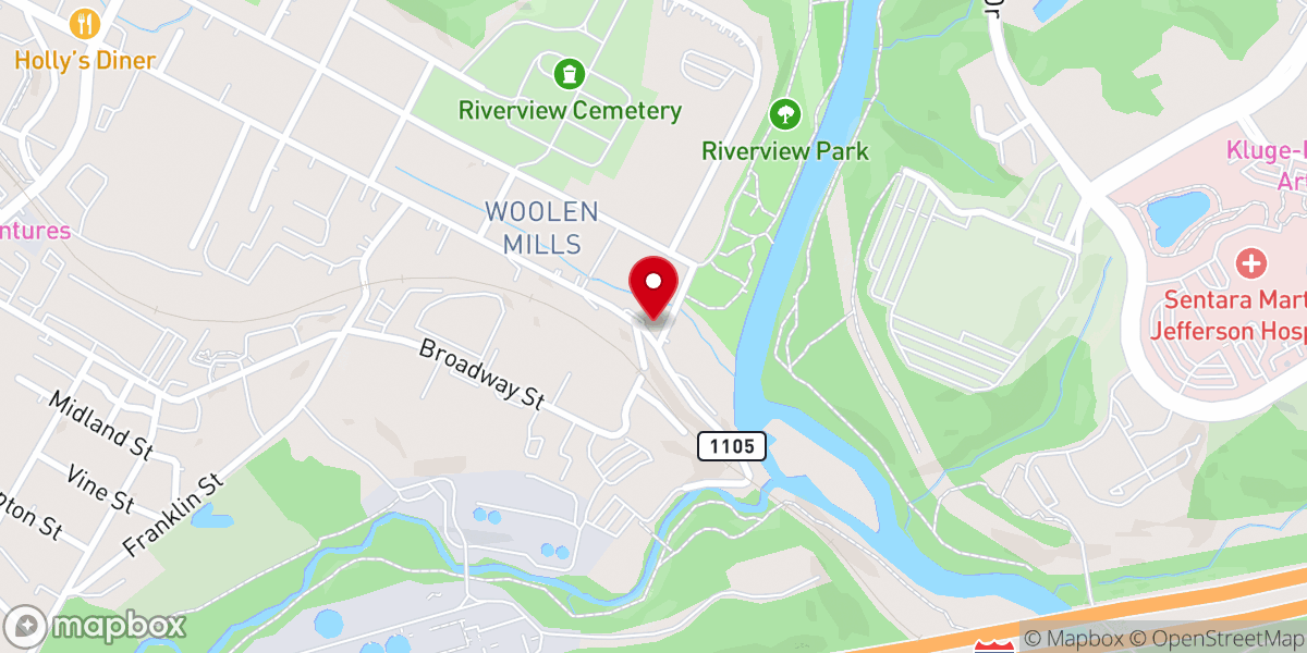 Map showing location of Rivanna Baptist Church