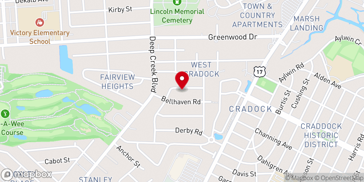 Map showing location of Victory Gospel Chapel of Norfolkvirginia
