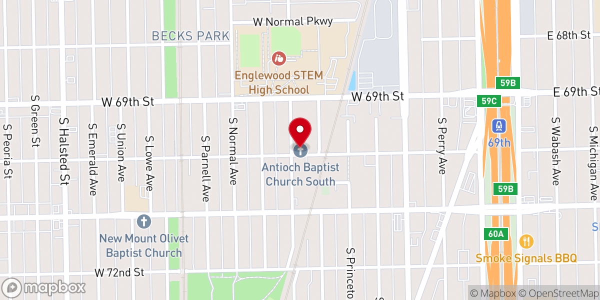 Map showing location of Antioch Missionary Baptist Church South