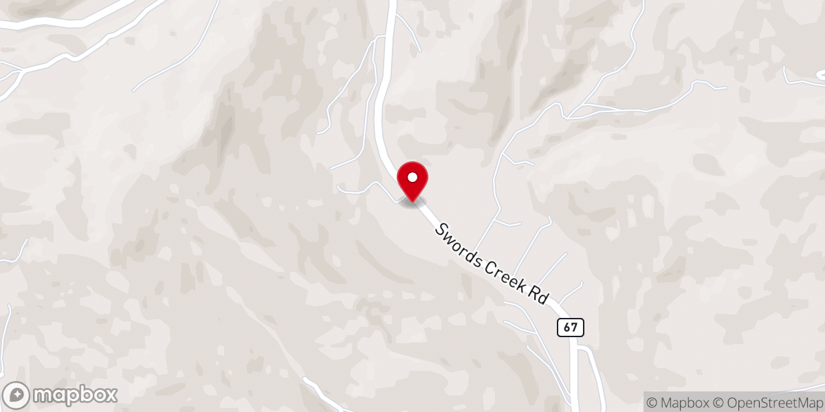 Map showing location of Swords Creek Block Church