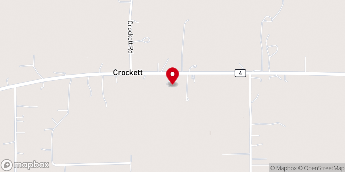 Map showing location of Crockett Church