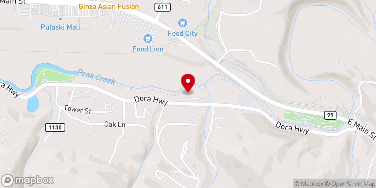 Map showing location of Dora Hi-Way Church