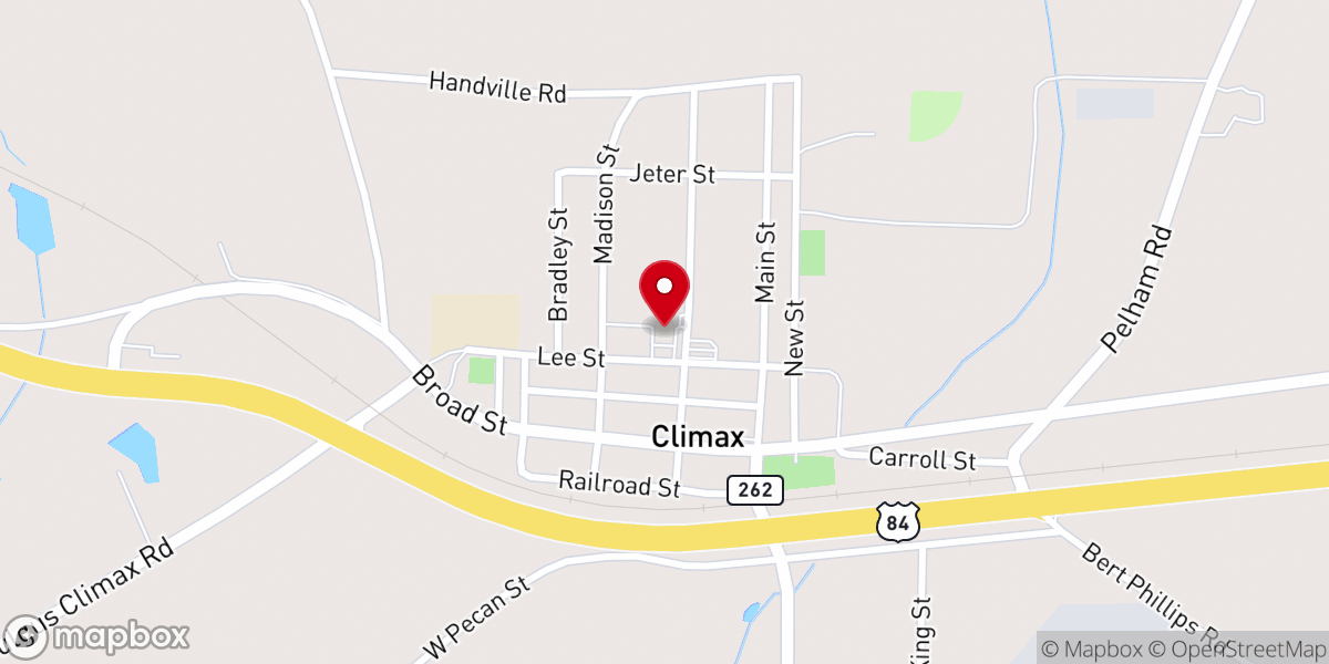 Map showing location of Climax Baptist Church