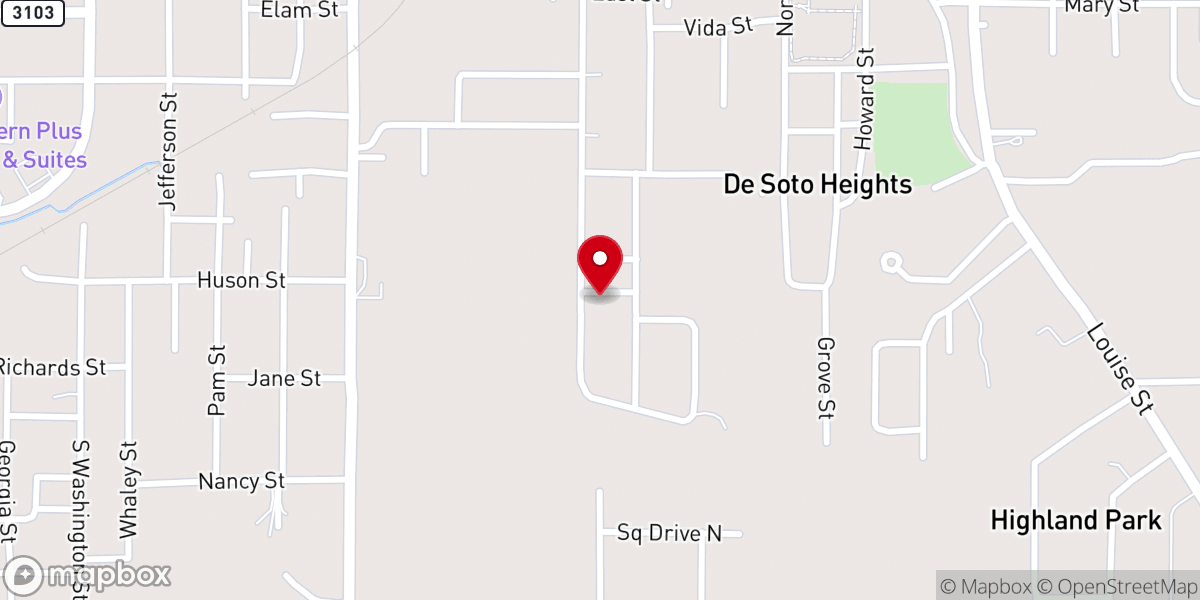 Map showing location of St. John Baptist Church