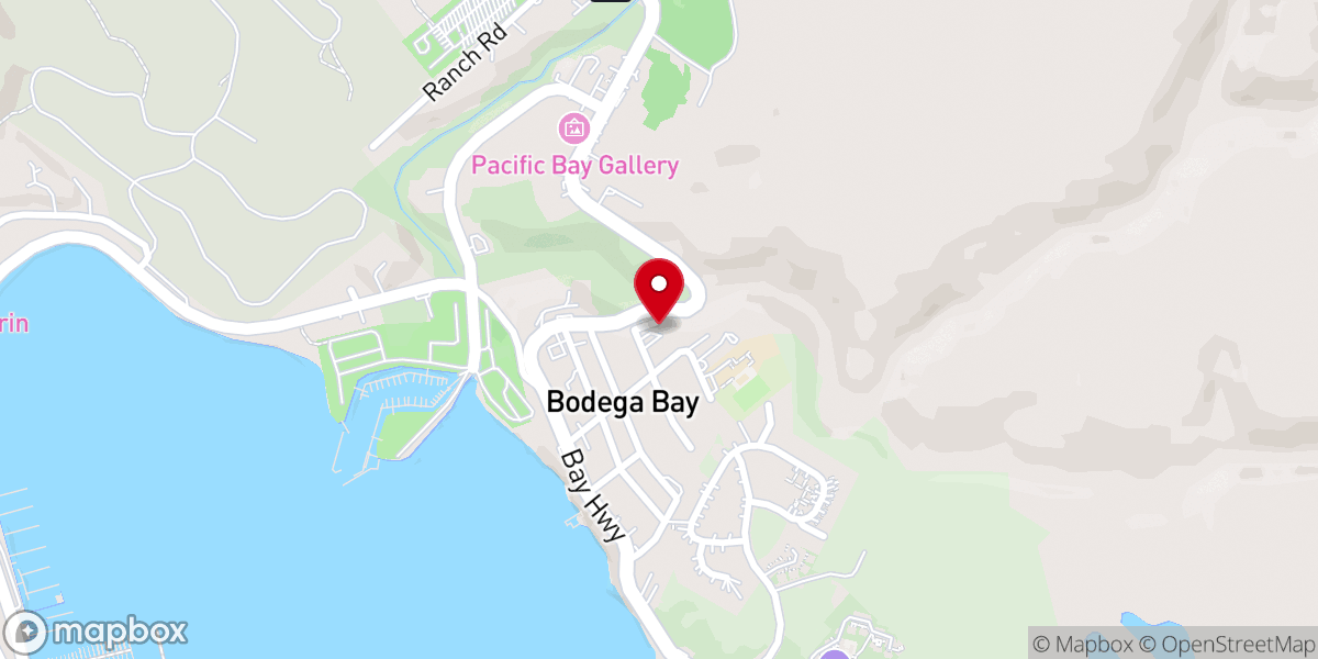 Map showing location of Bodega Bay Union Church
