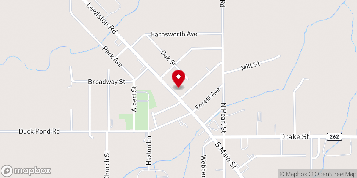 Map showing location of Oakfield Community Bible Church