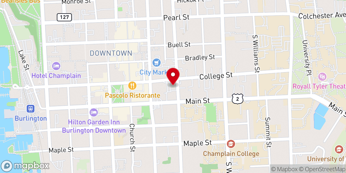 Map showing location of College Street Congregational Church