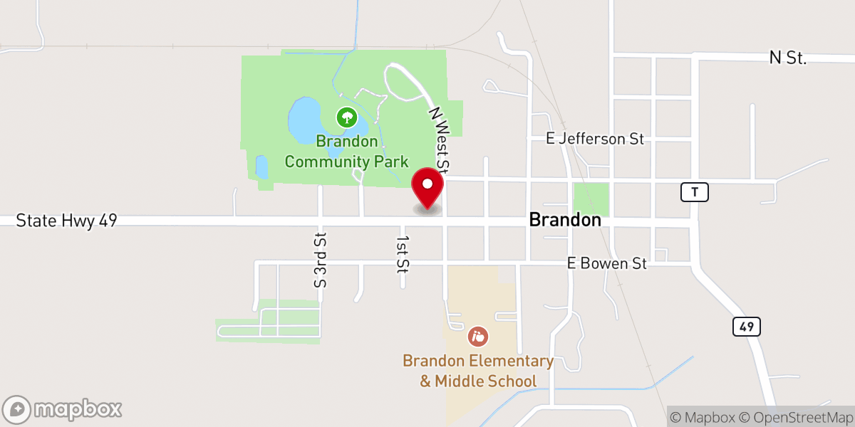 Map showing location of Bethel Church of Brandon