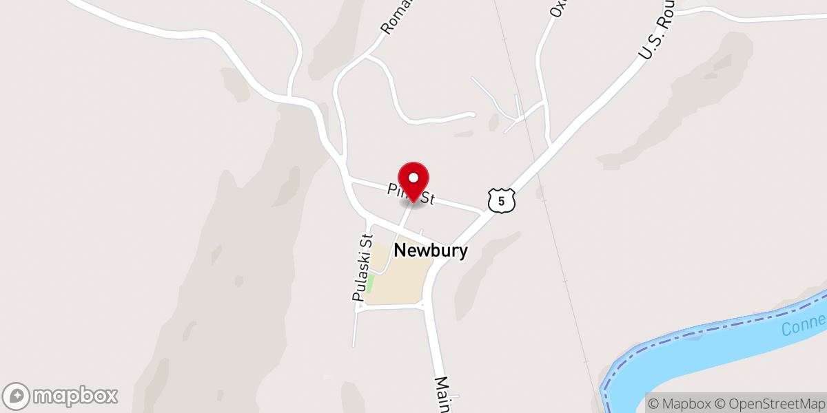 Map showing location of Newbury Bible Church