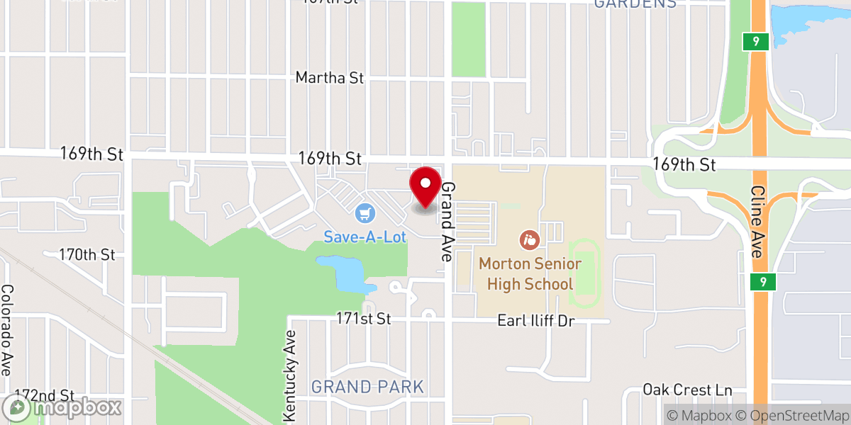 Map showing location of Hope Christian Church