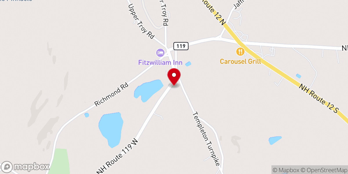 Map showing location of Fitzwilliam Community Church