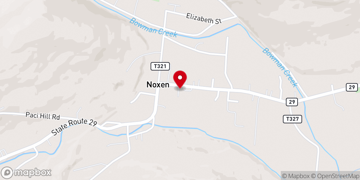 Map showing location of Noxen Bible Baptist Church