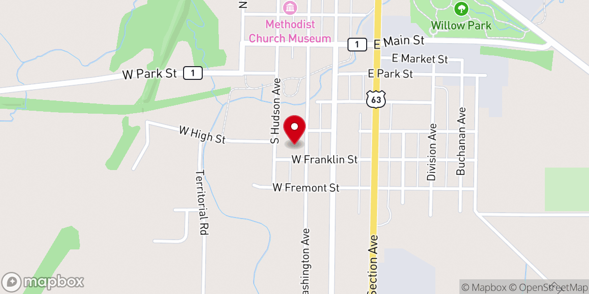 Map showing location of St Ignatius Catholic Church