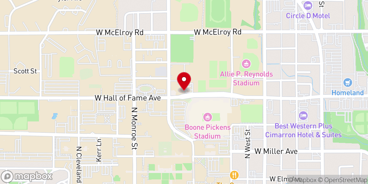 Map showing location of Wes Watkins Center - Oklahoma State University