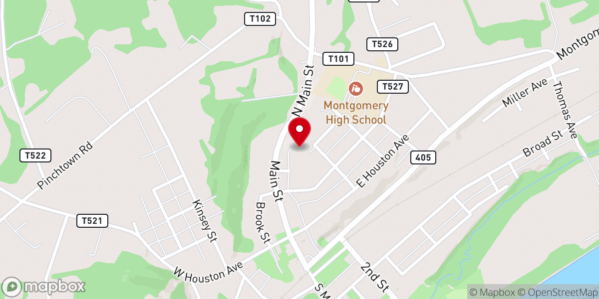 Map showing location of Clinton Baptist Church