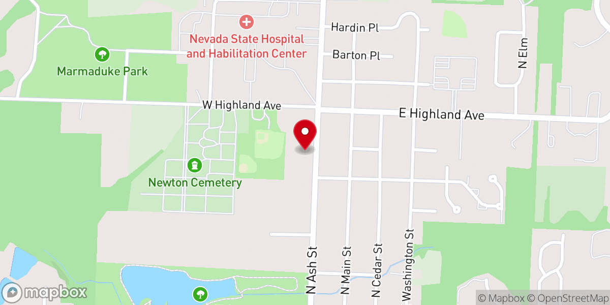 Map showing location of Nevada Church of the Nazarene
