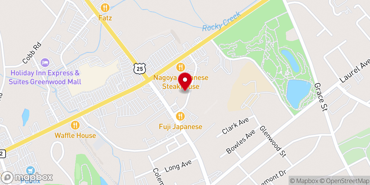 Map showing location of Greenwood Baptist Church