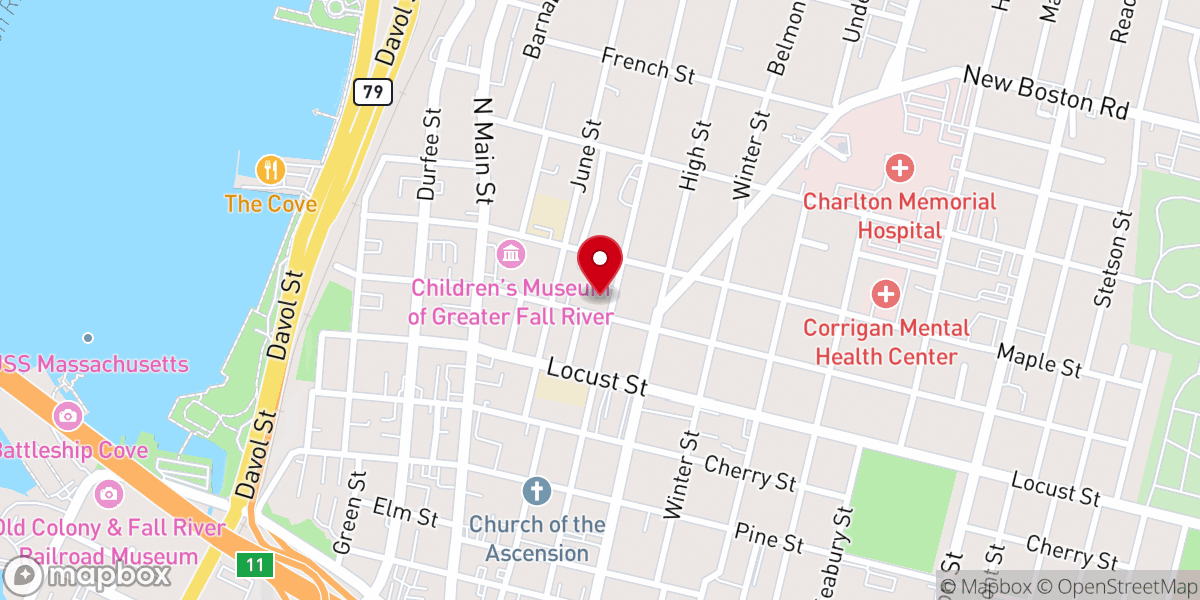 Map showing location of Christ the Rock Assembly of God