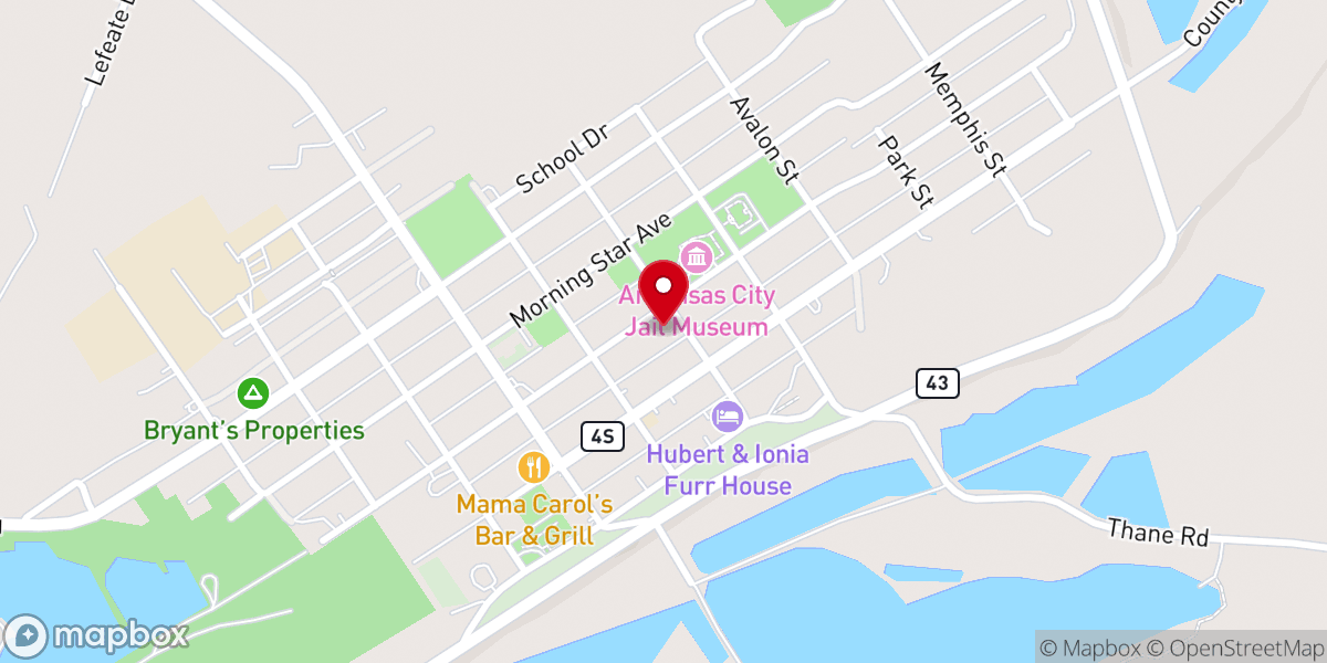 Map showing location of Arkansas City Baptist Church
