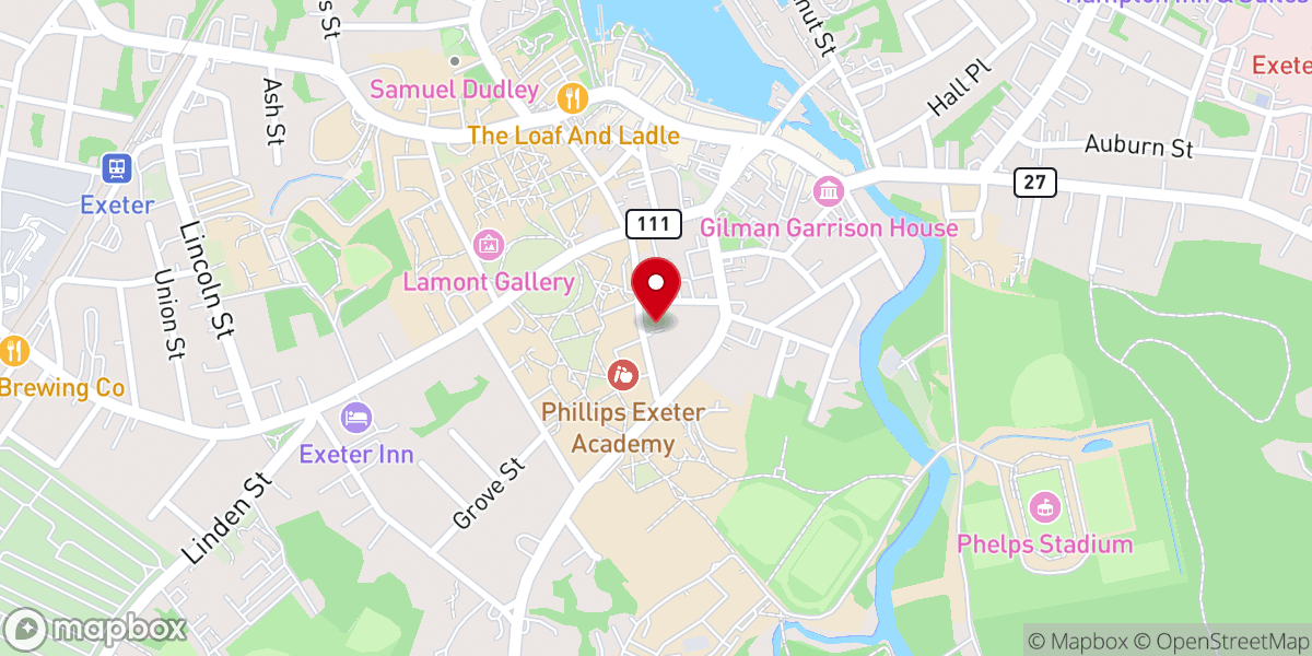 Map showing location of First Unitarian Universalist Society of Exeter