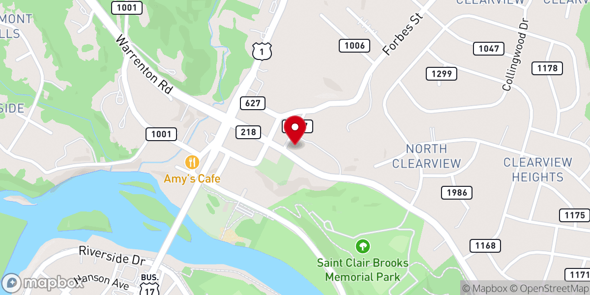 Map showing location of Falmouth Baptist Church